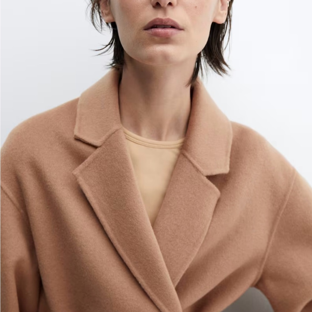 Mango Camel Belted Wool-Blend Pea Coat - Picture 3 of 6